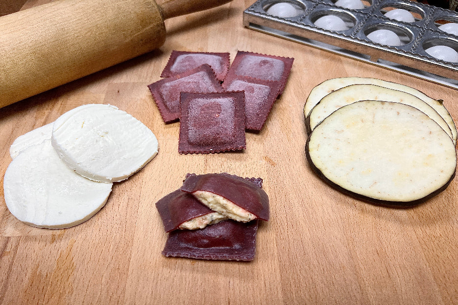 Eggplant Parmesan Ravioli in Roasted Eggplant Dough - 12 PC, About 12 OZ