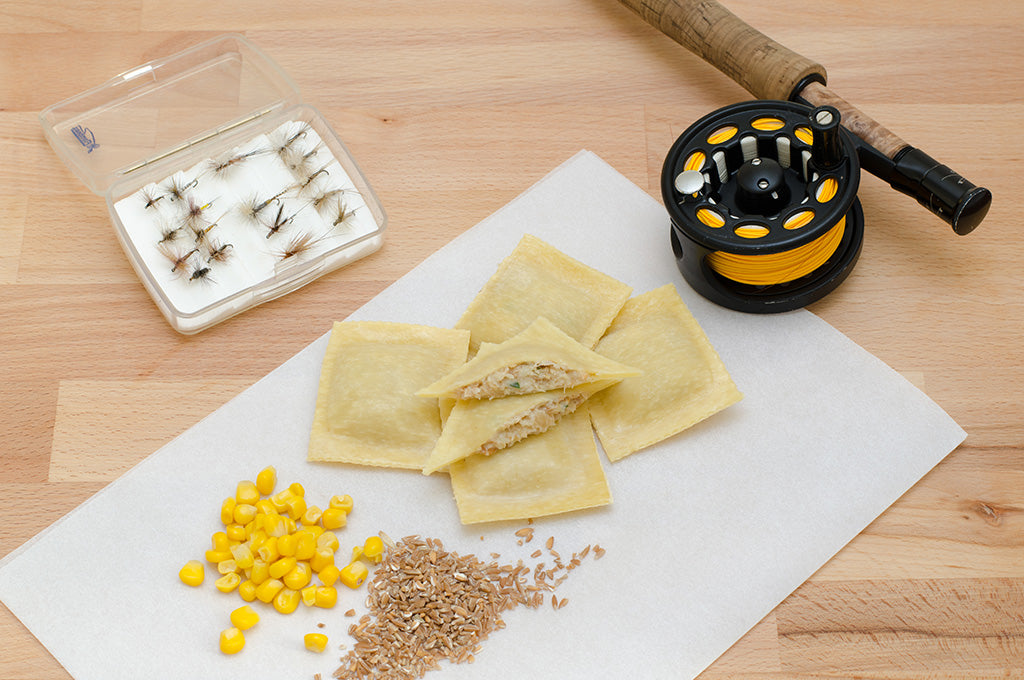 Pappardelle's Smoked Trout, Ancient Grain Farro & Sweet Corn Ravioli
